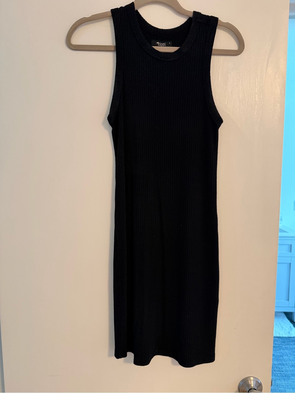 Michael Stars Black Ribbed Tank Midi Dress